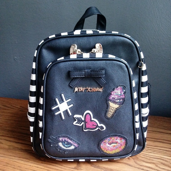 Betsey Johnson Handbags - Betsey Johnson Mini Backpack Patches Sequin Emojis